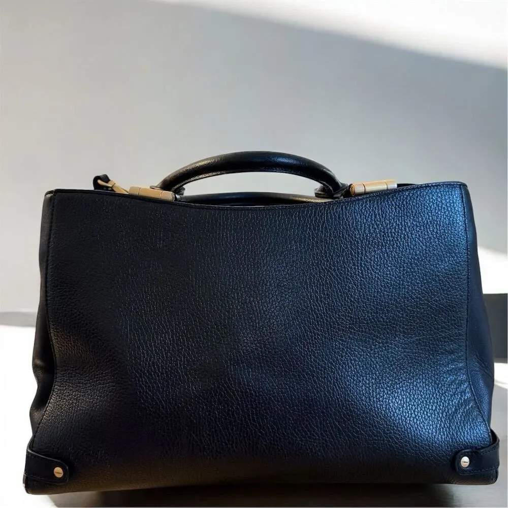 L.K. Bennett London Tt Julia Black Leather Satchel Gold Hardware Crossbody Bag